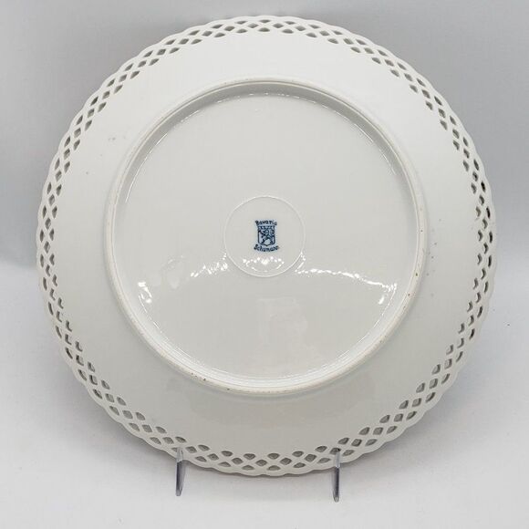 Bavaria Schumann Vintage Reticulated Edge Orange Lustre Bird Floral Decor Plate - Picture 10 of 11